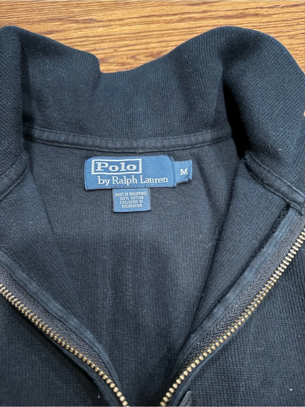 Ralph Lauren Black Half-Zip Sweater with Red Pony